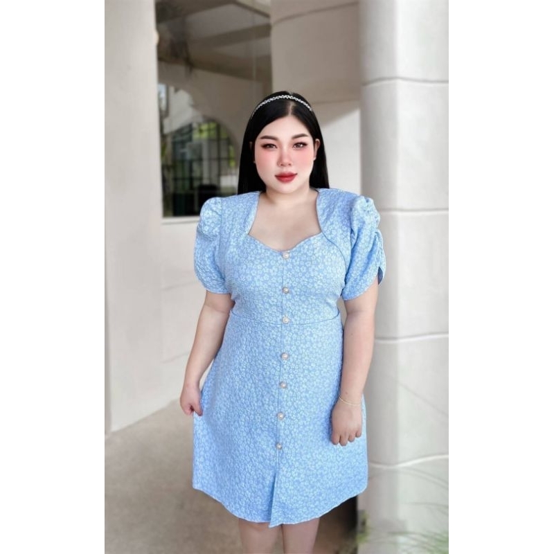 BN309.ชุดเดรสออกงานสาวอวบรุ่นคอหัวใจ ผ้าluxuryงานสวยงานปัง - รูปที่ 4