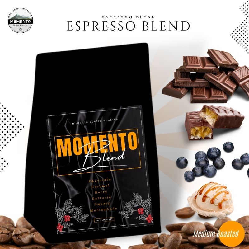 Momento Blend เมล็ดกาแฟคั่วกลาง Specialty Fine Robusta + Brazil + Ethiopia