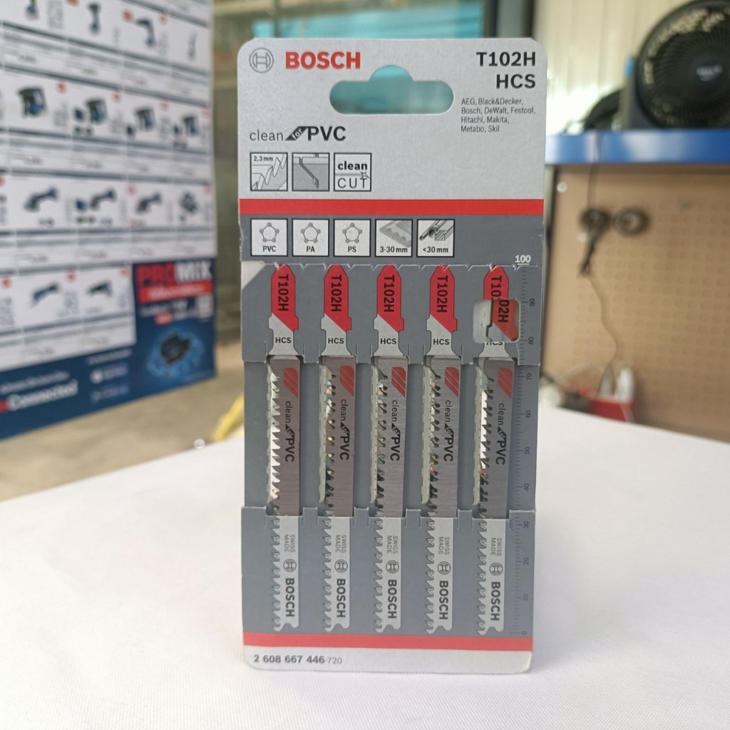 BOSCH ใบเลื่อยจิ๊กซอว์ตัดพลาสติก clean for PVC รุ่น 2608667446  #T102H (5ใบ/แพค)