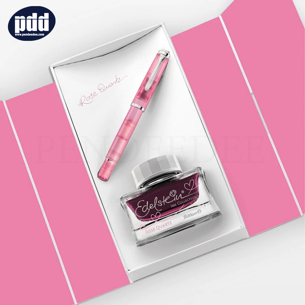 Pelikan ปากกาหมึกซึม พีลีแกน เอ็ม205 - Pelikan Fountain Pen Gift Box Set Special Edition Classic M205 Rose Quartz