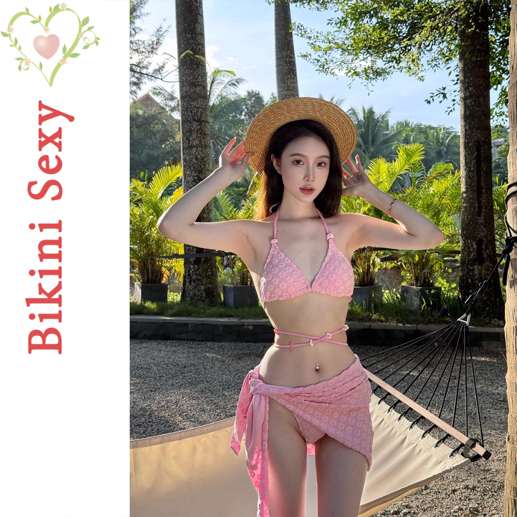 BikiniSexy บิกินี่ 3 ชิ้น ผ้าคลุม บิกินี่ แบบ ผูก ส่งจากไทย #0178