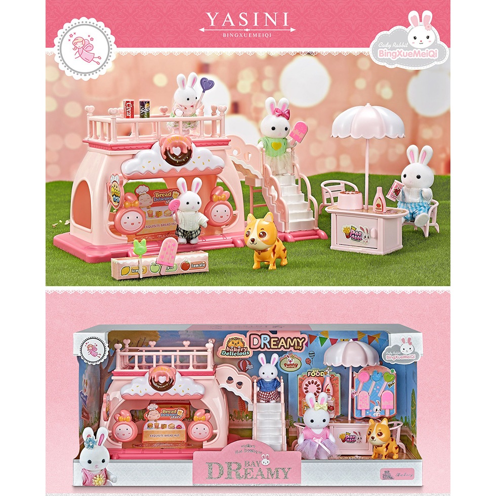 ProudNada Toys ของเล่นเด็ก บ้านตุ๊กตา ร้านขนม YASINI BINGXUEMEIQI BAY DREAMY BAKERY NO.6668