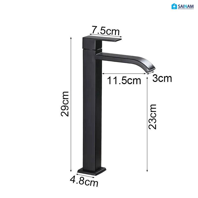 🇹🇭ส่งไวจากไทย [มอก.แท้] #SUS304 SAINAM ก๊อกอ่างทรงสูง ก๊อกอ่างสูงสีดำ ทำจากสแตนเลส304 แกนวาล์วทองเหลือง ลดรั่ว-ซึม ทนทาน - รูปที่ 5