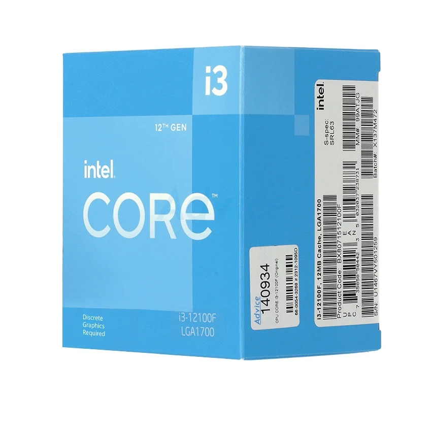 ซีพียู CPU INTEL CORE I3-12100F LGA 1700 , I3 12100F , I3 13100F