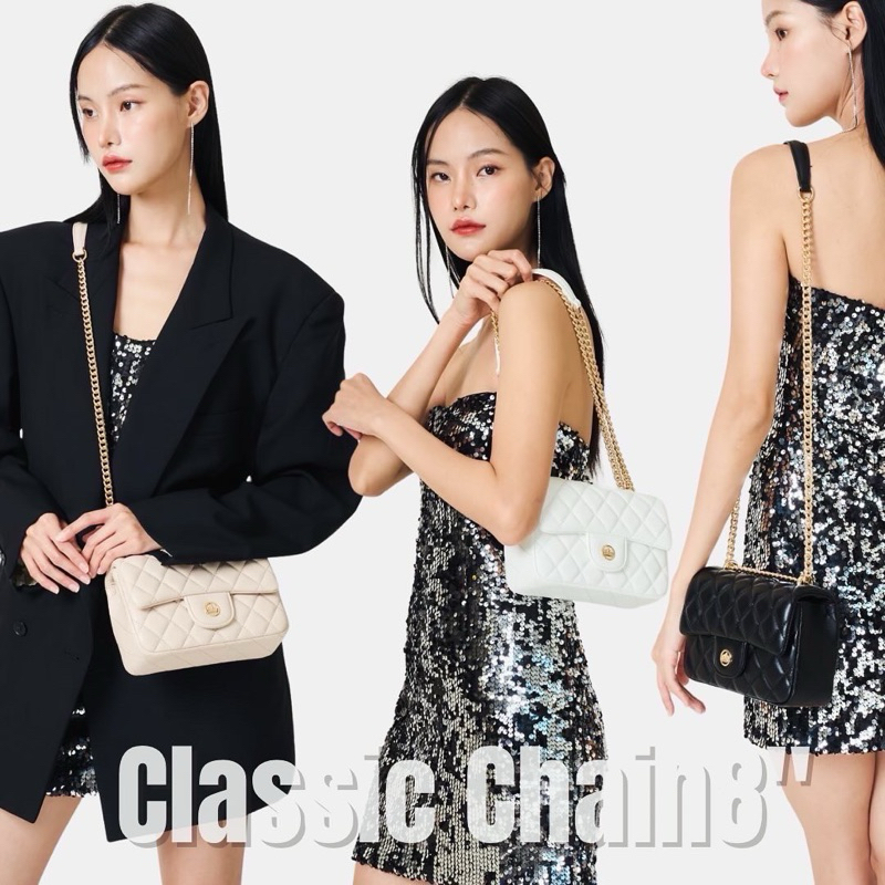 รุ่นใหม่ KEEP Classic Chain Bag ขนาด 8 นิ้ว กระเป๋าสะพายข้าง กระเป๋าออกงาน