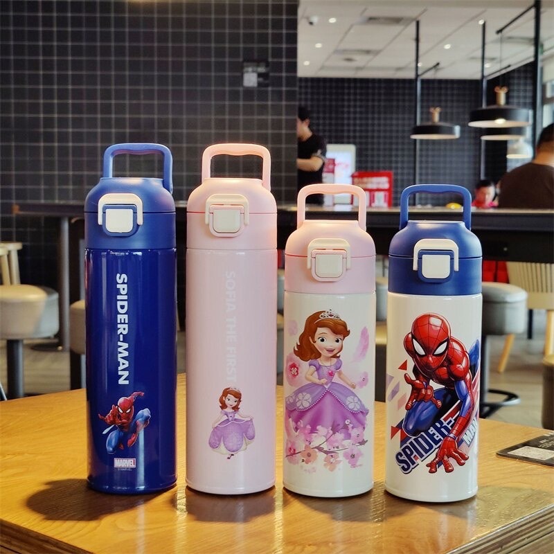 กระติกน้ำลายการ์ตูนยกดื่ม ขนาด400/500ml เก็บความร้อน-เย็นสแตนเลส 316
