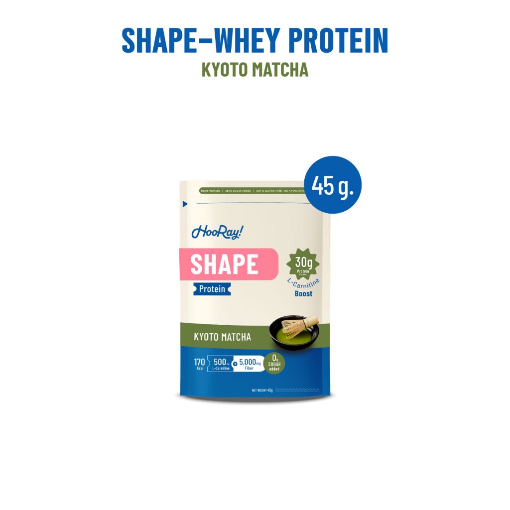 [สินค้าแลกซื้อ งดจำหน่าย] Hooray! Shape Whey Protein 45g. เวย์โปรตีน รสชาเขียว