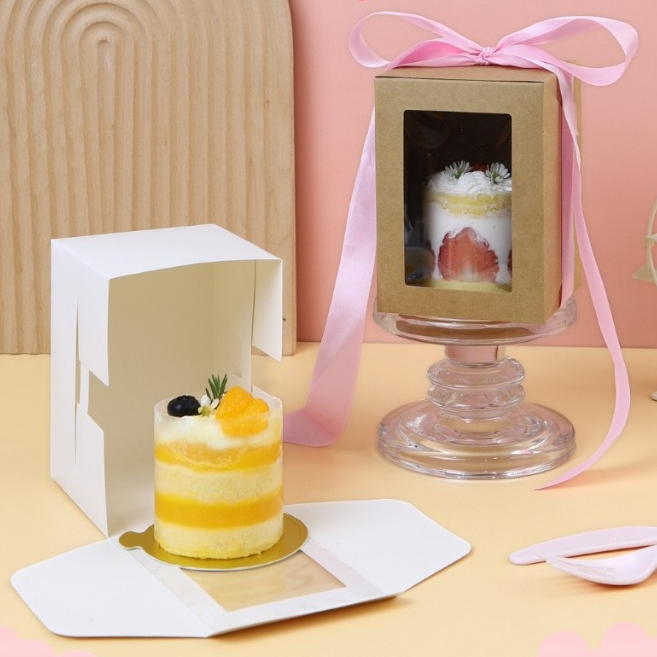 Boxjourney กล่องเค้กชิ้น (ขาว/คราฟท์/พิมพ์ลาย) 9x12.5x9 ซม.(20 ชิ้น/แพ็ค) กล่องใส่ขนม