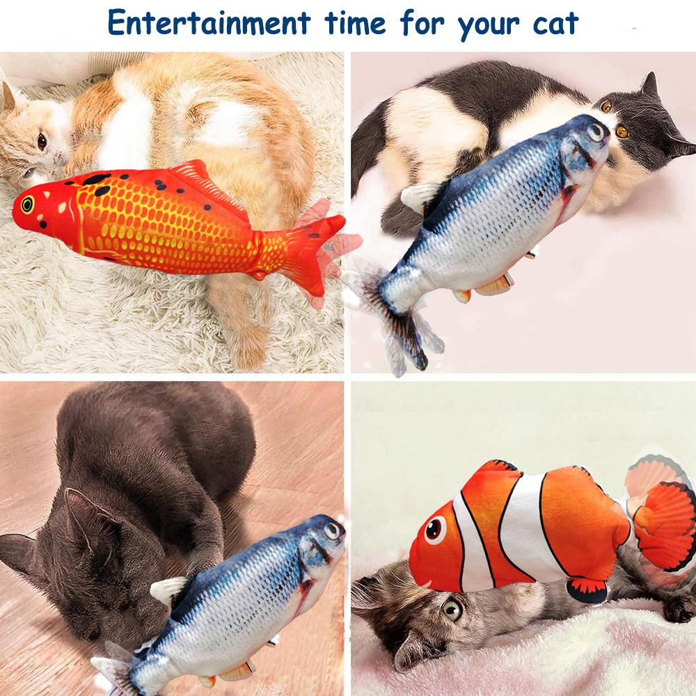  พร้อมส่ง ตุ๊กตาปลาแคทนิป ปลาดุ๊กดิ๊ก ของเล่นแมว ไฟฟ้า แคทนิป Cat Fish Toy ขนาด 20 ซม 