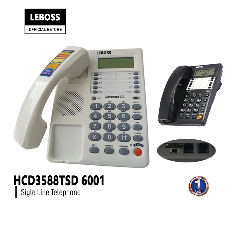 LEBOSS Single Line KX-T6001 โทรศัพท์มีสาย โทรศัพท์สำนักงาน โทรศัพท์ตั้งโต๊ะ ID ผู้โทร