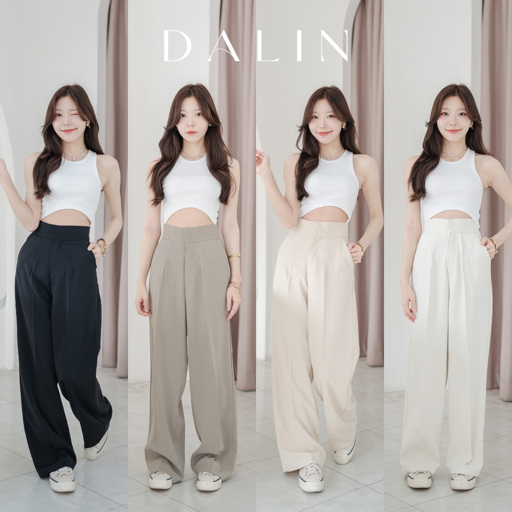 Dalin_SP032 กางเกงขากระบอกใหญ่ แต่งกระเป๋าด้านหลัง ยาว41 ใส่ได้ทุกโอกาส ควรมีในตุ้สุดๆ