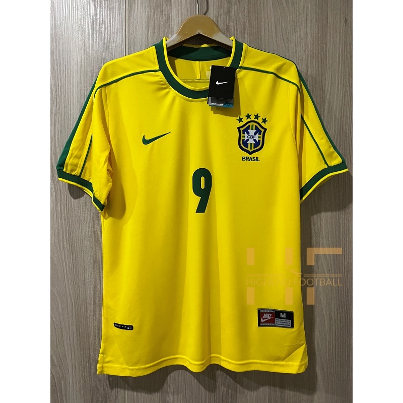 [ใส่โค้ด HIGH22 ลดทันที] RETRO เสื้อบอลย้อนยุค บราซิล98 โรนัลโด้R9 เหย้า