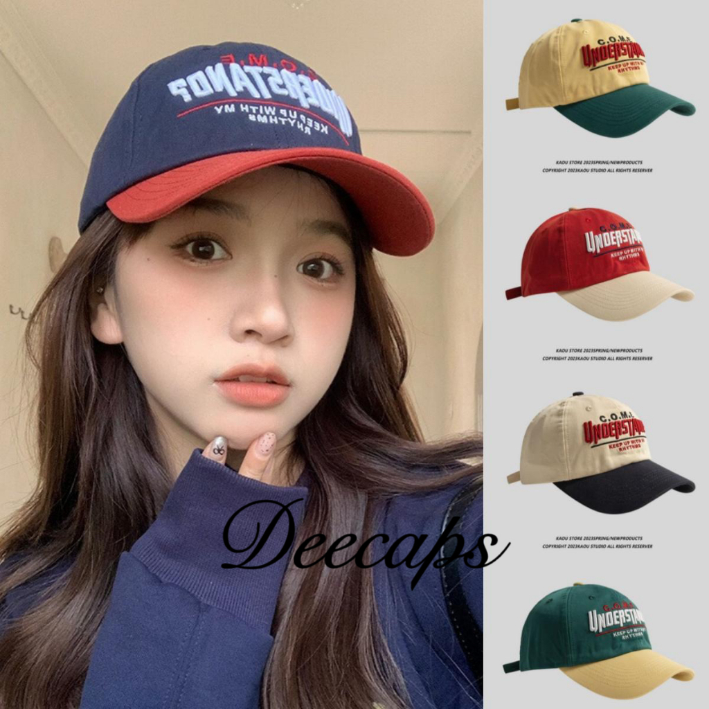 UNO 5สี หมวกเบสบอล แบบนิ่ม ปักลายตัวอักษร คุณภาพสู สไตล์เกาหลี ผ้าฝ้าย 100%