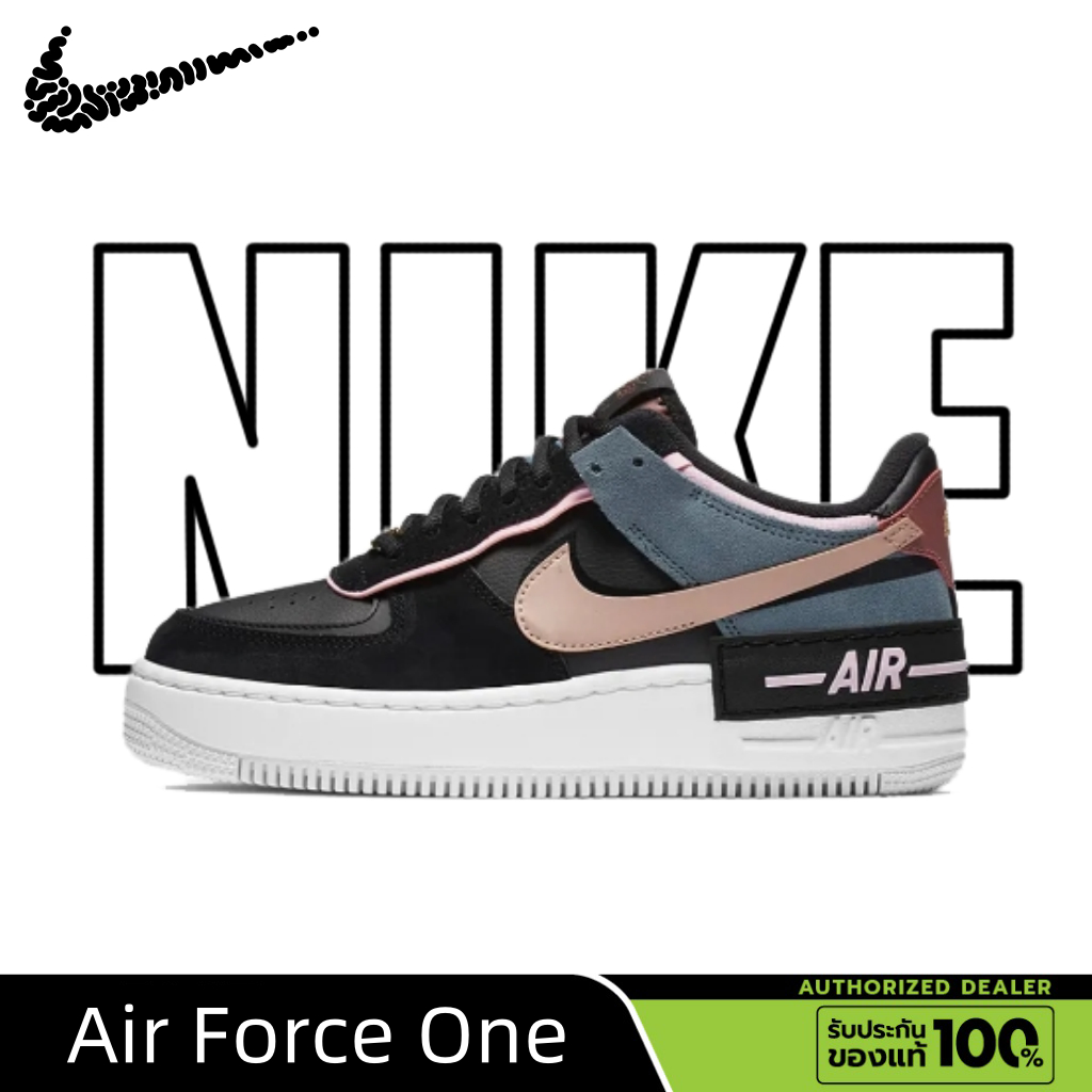 Nike Air Force 1 Low Shadow Black Blue Pink Running Shoes