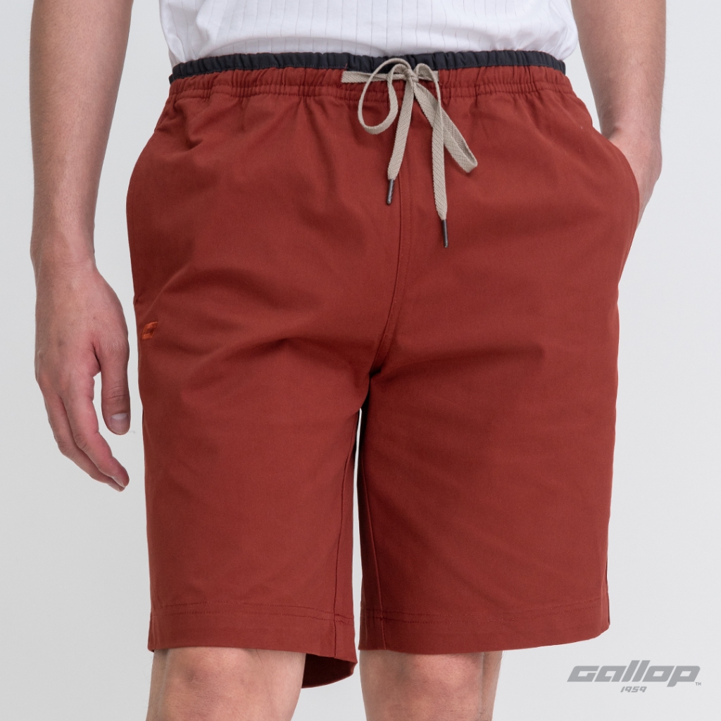 GALLOP : Men's Wear CASUAL SHORTS กางเกงขาสั้นเอวยางยืด รุ่นต่อขอบ GS9024 สี Brick - ส้มอิฐ / ราคาปกติ 1290.-