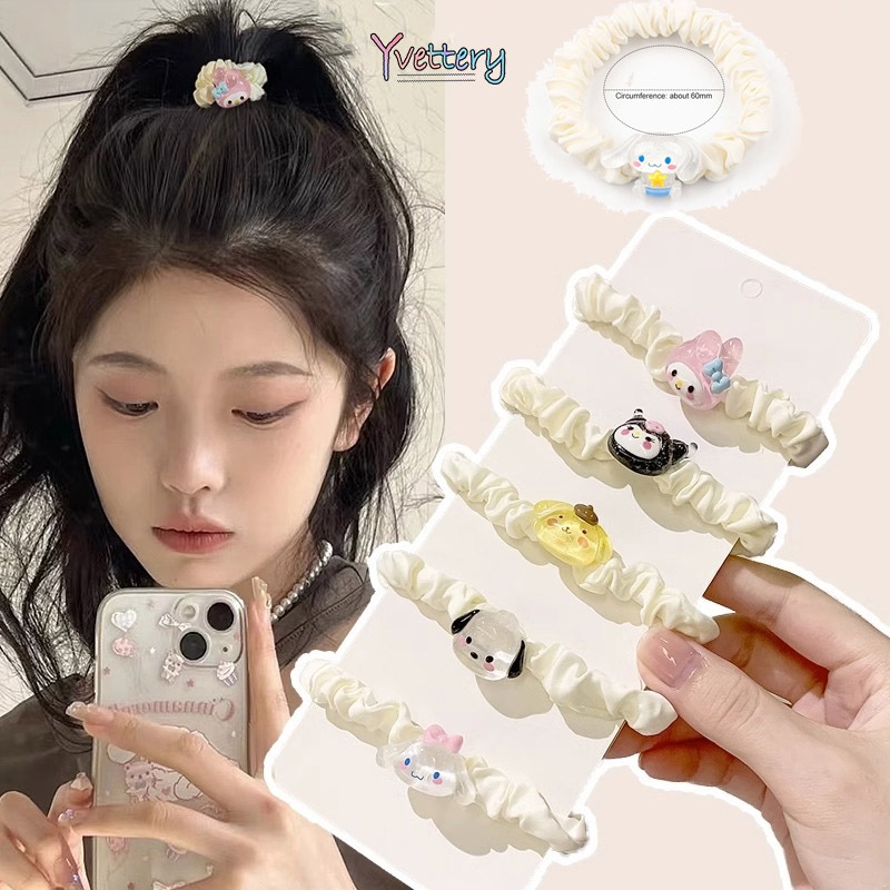 ร้านค้าไทย ยางรัดผมลายการ์ตูนsanrioสไตล์เกาหลีแฟชั่นน่ารักวงกลมลำไส้เล็กความยืดหยุ่นสูงขาวนักเรียนหญิง.COD