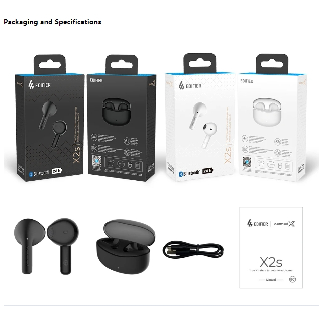 Edifier X2s หูฟังหูฟังไร้สาย True Wireless เล่นได้นานถึง 26 ชั่วโมง