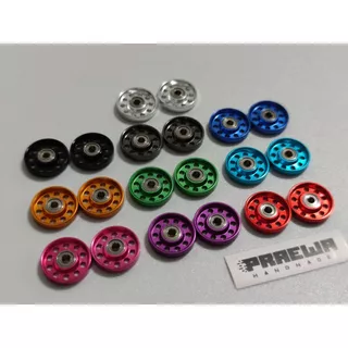 โรลเลอร์เจาะรู 13mm - Mini4WD Lightweight 13mm Aluminum Ball-Race Rollers (Ringless)