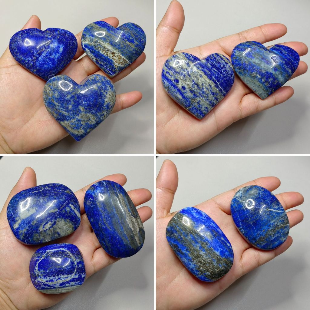 หินลาพิส ลาซูลี รูปหัวใจและทรงรี Lapis lazuli