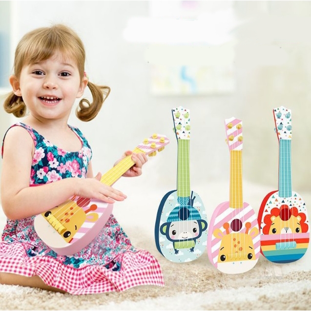 ของเล่นเด็ก กีต้าร์เด็ก Guitar กีตาร์ 4 สาย เครื่องดนตรีอูคูเลเล่ ของเล่นดนตรีสำหรับเด็ก