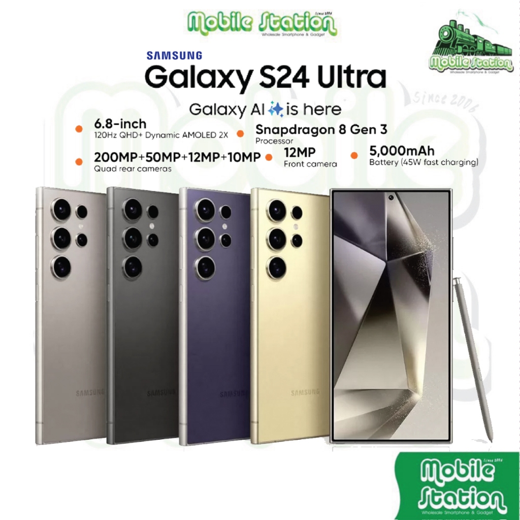[Hot-Sale] Samsung Galaxy S24 Ultra หน้าจอ Dynamic AMOLED X2 Snapdragon 8 Gen 3 Galaxy Ai ประกันศูนย์ไทย Mobilestatio