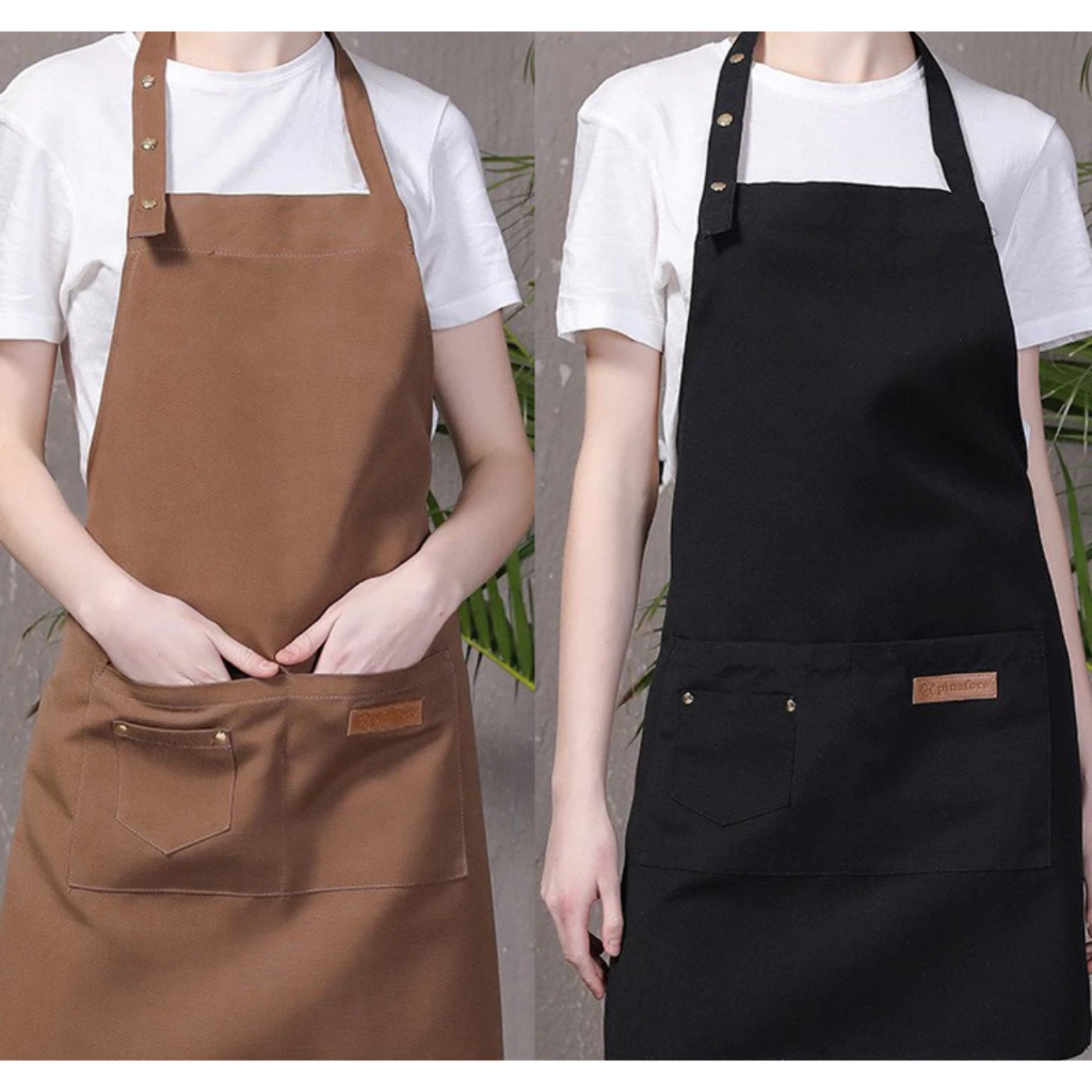 ผ้ากันเปื้อนกันน้ำ ทำอาหาร กาแฟ มีกระเป๋าแบบสวม พร้อมส่งสินค้าในไทย