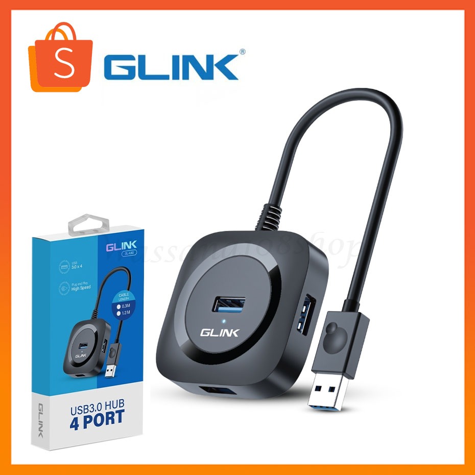 Glink GL-U02 USB3.0 Hub 4Port 1.2M อุปกรณ์เพิ่มช่องต่อ USB3.0 ฮับ ยูเอสบีสายยาว 1.2 เมตร