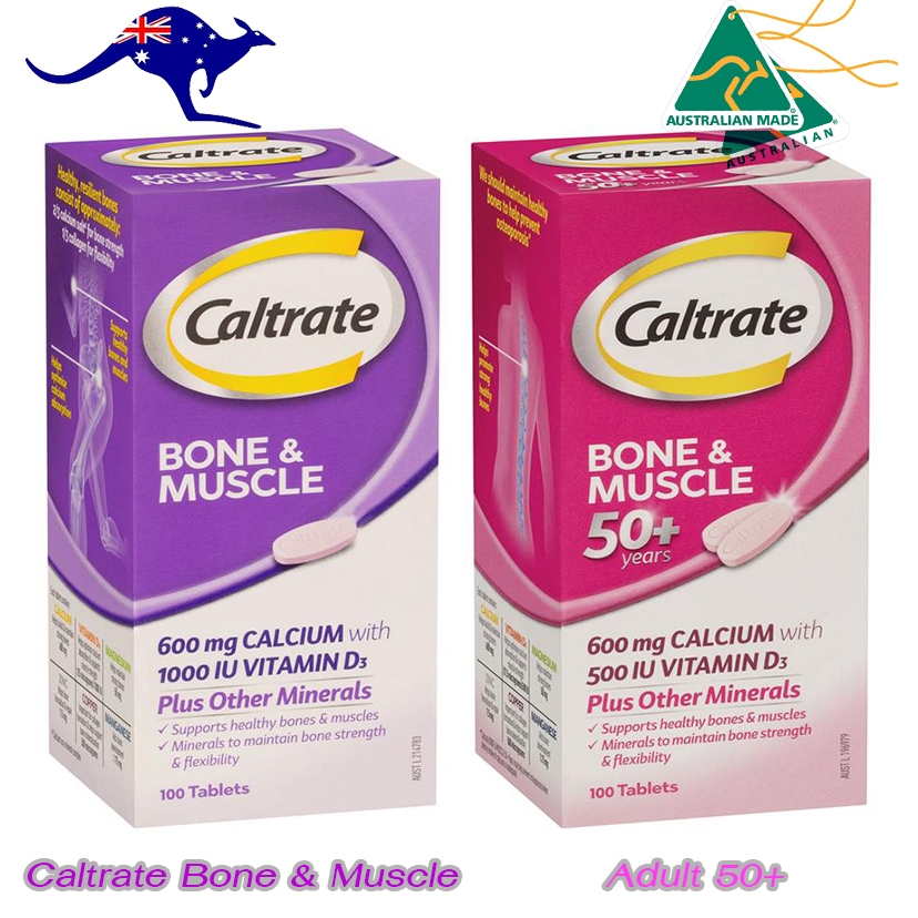 Bone and Muscle Adult / Bone & Muscle Adult50+ / Bone Health Adults วิตามินบำรุงกระดูกและกล้ามเนื้อ Caltrate D3 100 เม็ด