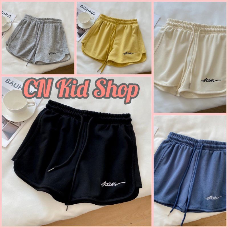 (พร้อมส่ง)กางเกงขาสั้นลำลองสำหรับเด็กโต สตรี ขากว้างทรงหลวมเหมาะกับการเล่นฟิตเนส