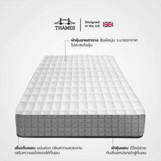 Thames ที่นอนยาง PE แท้ 100% รุ่น Emir หนา 6 นิ้ว หุ้มผ้านอกกันไรฝุ่น ขนาด 3/ 3.5/ 5 /6ฟุต