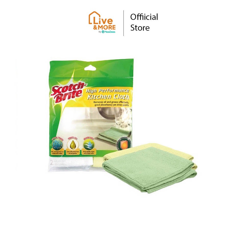 [ของแท้ ส่งไว] 3M Scotch-Brite® สก๊อตช์-ไบรต์ ผ้าไมโครไฟเบอร์ สำหรับงานครัว 1แพ็ค บรรจุ 2 ชิ้น