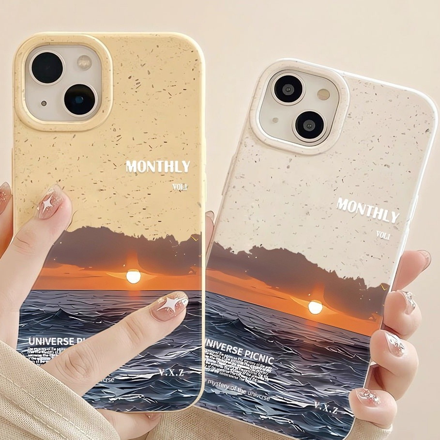สำหรับ iPhone 11 13 For เคสไอโฟน14 15 12 Pro Max X XS XR 6 7 8 14 15 Plus 12 13 MINI พระอาทิตย์ตกดินในทะเล รุ่น เคสโทรศั