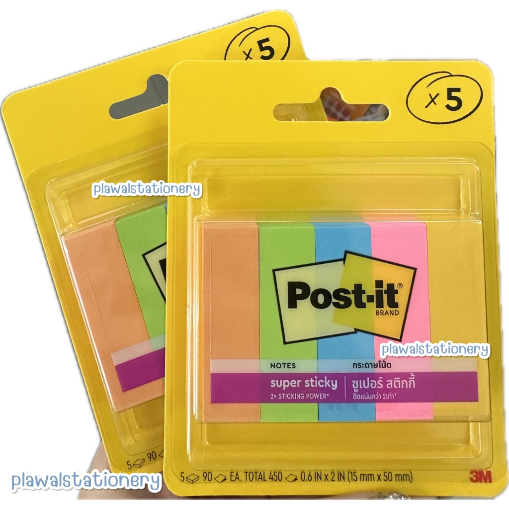 โพสอิท Post-it 3M super stickey notes 15มม. x 50มม. กระดาษโน้ต 670-5SSAU