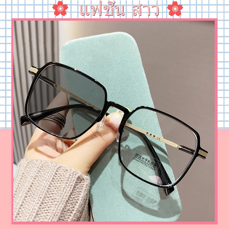 [จัดส่งในกทม]แฟชั่นเกาหลี แว่นกรองแสง สายตาสั้น0°-400° สีดำ กรอบแว่นตา เลนส์ออโต้ ความนิยม คุณภาพสูง เครื่องประดับแฟชั่น
