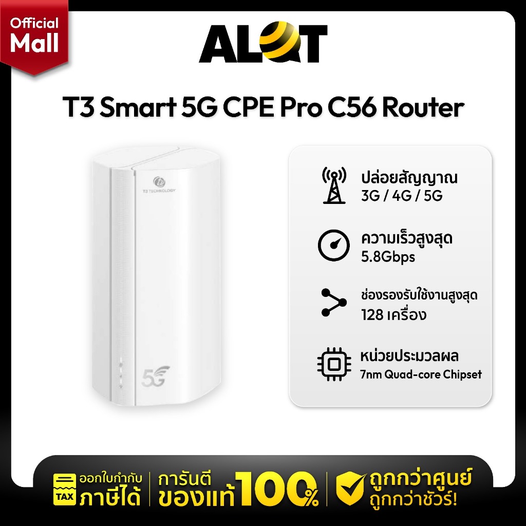 T3 Smart 5G CPE Pro C56 Router ใส่ซิม 5G เราเตอร์ เครื่องกระจายสัญญาณ ใส่ซิม รองรับซิม 5G แค่ใส่ซิมก็พร้อมปล่อยอินเทอร์เน็ต