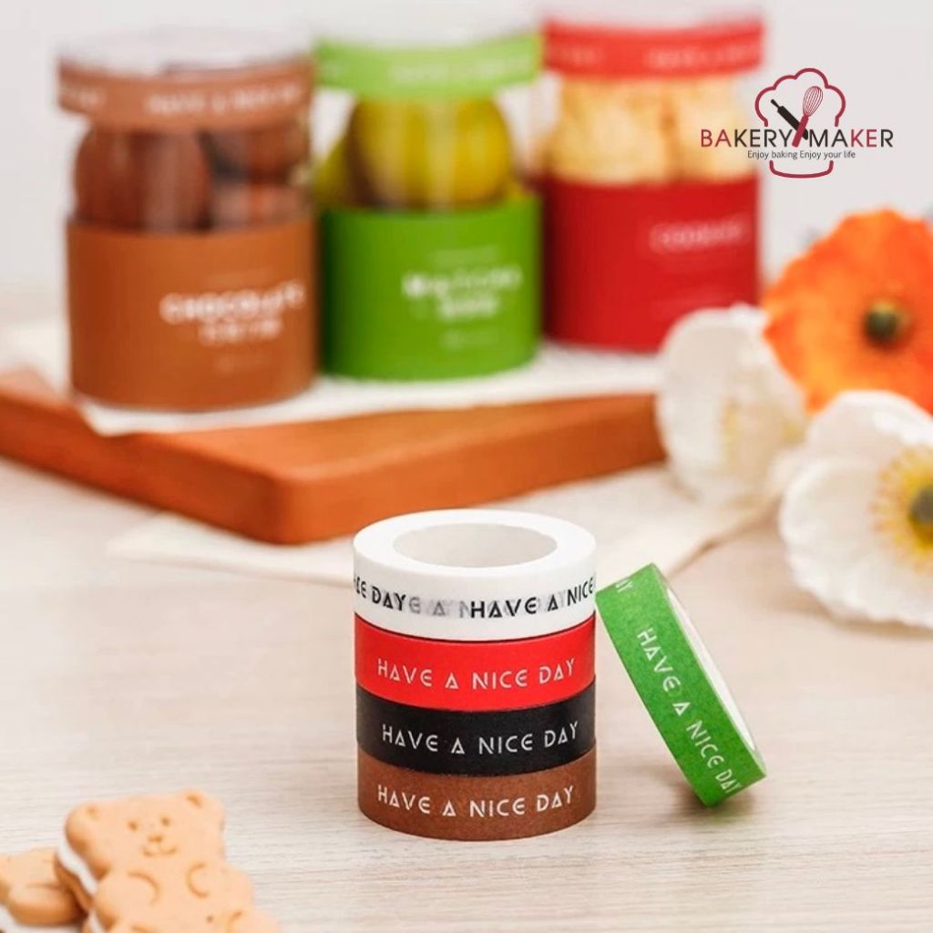 สก็อตเทป Have a nice day 1 ม้วน ขนาดกว้าง 1.3 ซม.ยาว 10 เมตร เทป วาชิ ตกแต่ง กระป๋อง