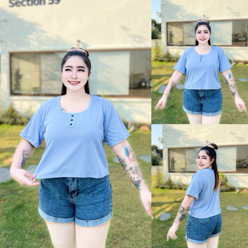 🌷VM31🌷เสื้อครอปคอยูกะดุมสาวอวบ🌷