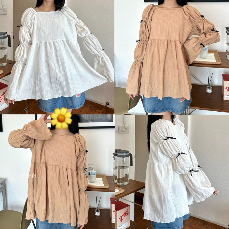Bow Blouse | เสื้อแขนยาว แต่งโบว์ (อก 44”)