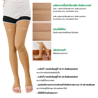 ถุงน่องป้องกันเส้นเลือดขอด AG ระดับ1 *วัดไซส์ก่อนสั่งซื้อ เส้นเลือดขอด ปวดขา คลายปวดเมื่อยล้า ไม่ม้วน สีเนื้อ 1 คู่