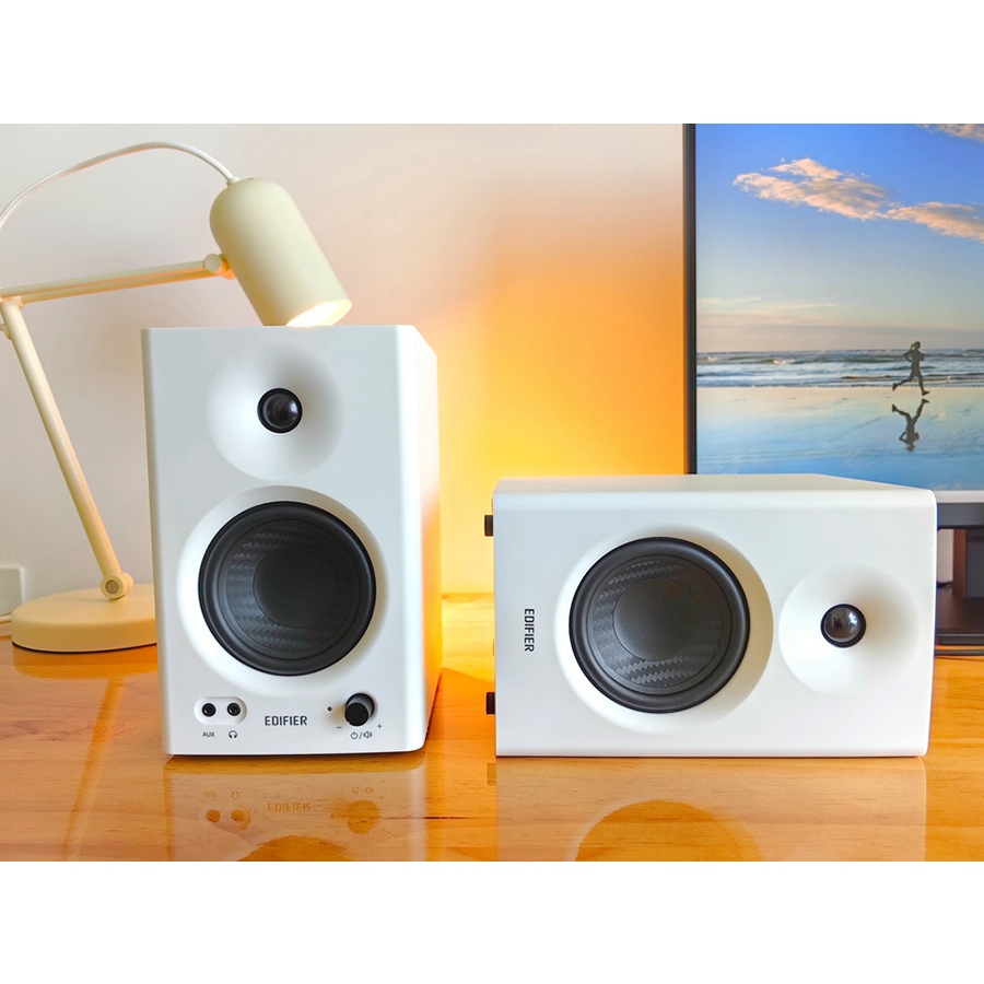 Edifier MR4 สีขาว สีดำ Studio Monitor Bookshelf Speakers Poly-Mica cone TRS RCA AUX Input ลำโพง มอนิเตอร์