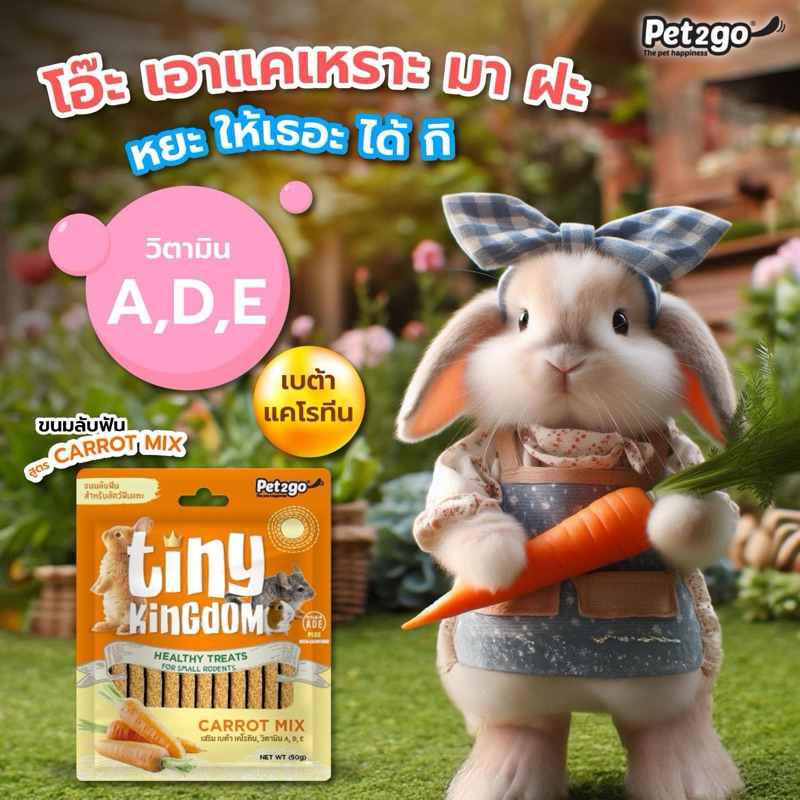 Tiny Kingdom Healthy Treats for Small Rodent (50g.) ขนมลับฟัน สูตร Carrot Mix สำหรับสัตว์ฟันแทะ