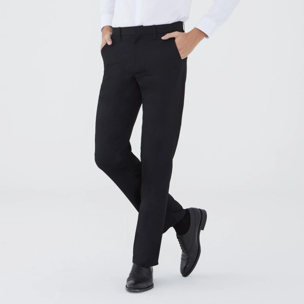 ARROW กางเกงทำงาน ทรง Slim fit ( ทรงเข้ารูป ขากระบอกเล็ก ) แบบไม่มีจีบ สีดำ MSCS801A5-BL