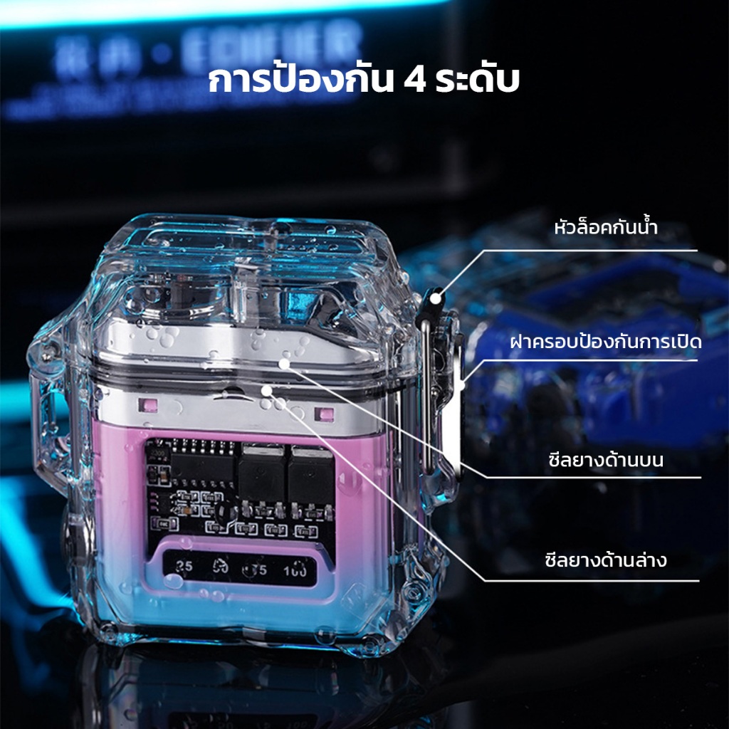 MORENO ไฟแช็กไฟฟ้า แบบชาร์จไฟType-C ทรงเหลี่ยม ดีไซน์เท่ทันสมัย พกพาสะดวก - รูปที่ 4