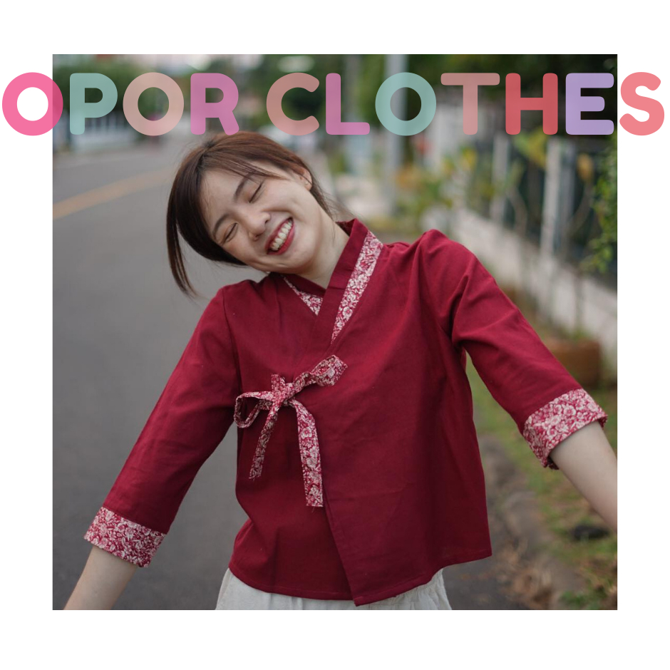 เสื้อฮันบกขาผูกV2-แดงคละลาย K-013