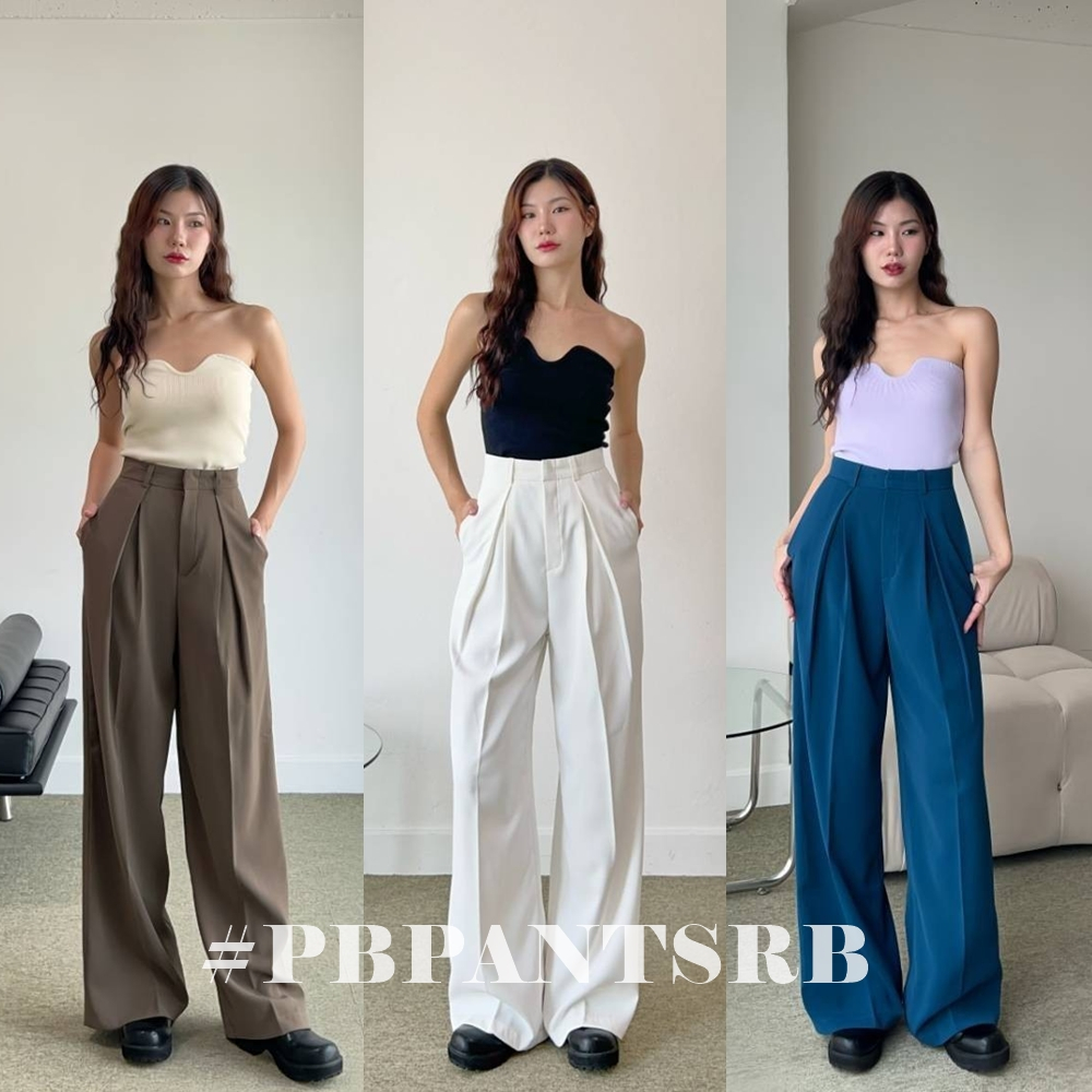 Pbpants พร้อมส่ง กางเกงขาบานเอวสูง