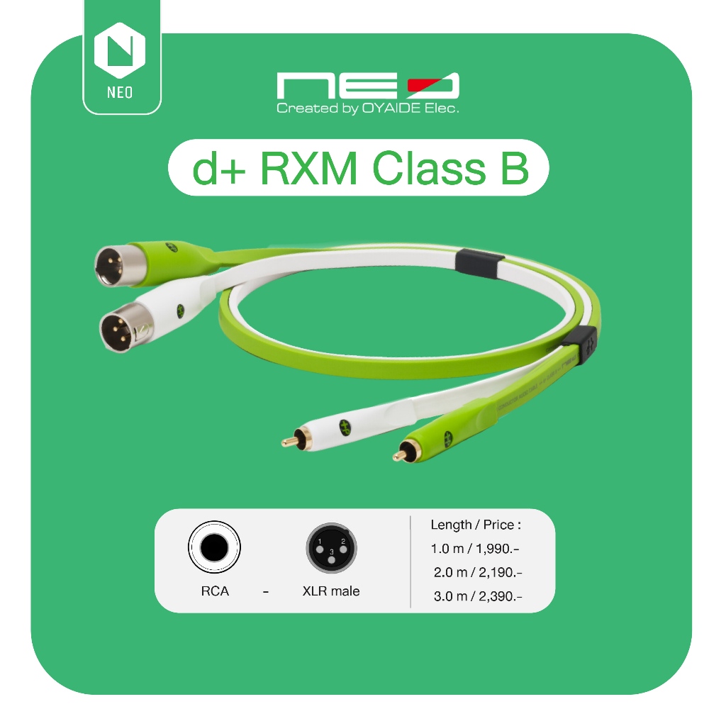 NEO™ (Created by OYAIDE Elec.) d+ RXM Class B : สายสัญญาณเสียงคุณภาพสูงสำหรับงานระดับอาชีพ (RCA male - XLR male)