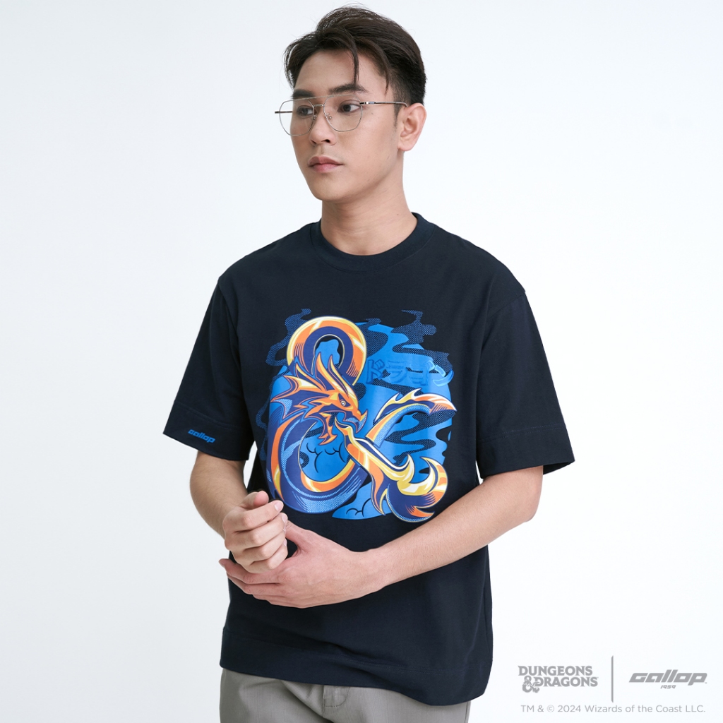 GALLOP : Men's Wear D&D Oversized T-Shirt เสื้อยืดโอเวอร์ไซส์ รุ่น GDDT9003 สี Deep Navy - กรม / ราคาปกติ 1190.-