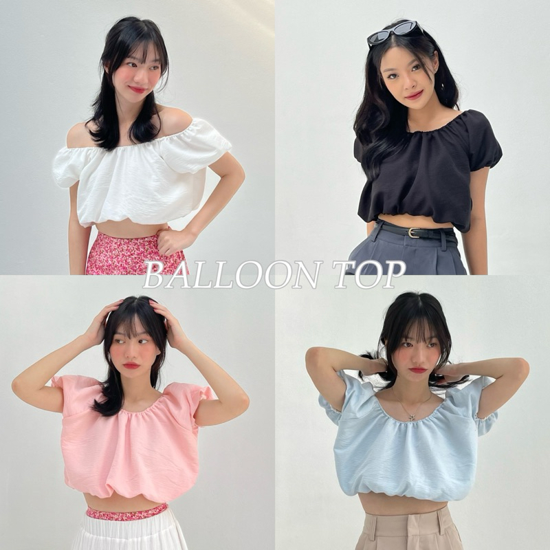 BALLOON TOP เสื้อครอปพองจั๊มแขนตุ๊กตา,จั๊มเอว ผ้านิ่มมีซับในทุกสี (nita.bkk)