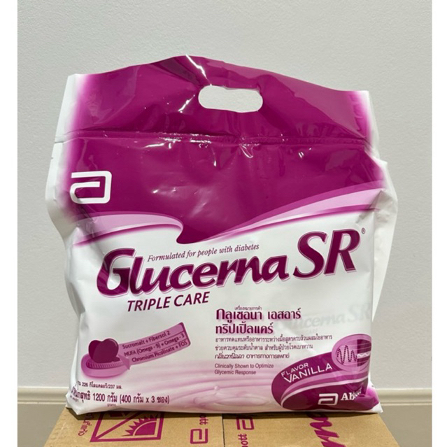 Glucerna SR Triple Care กลูเซอนา เอสอาร์ ทริปเปิ้ลแคร์ 1200 กรัม (400กรัมx3ซอง)หมดอายุ 21/12/2026