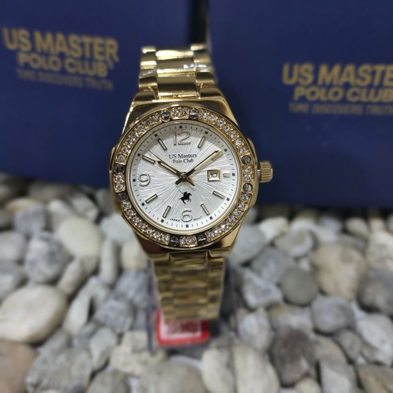 US Master Polo Club นาฬิกาผู้หญิง   สายสเตนเลสสีทอง รุ่น USM-230717-GD-WE